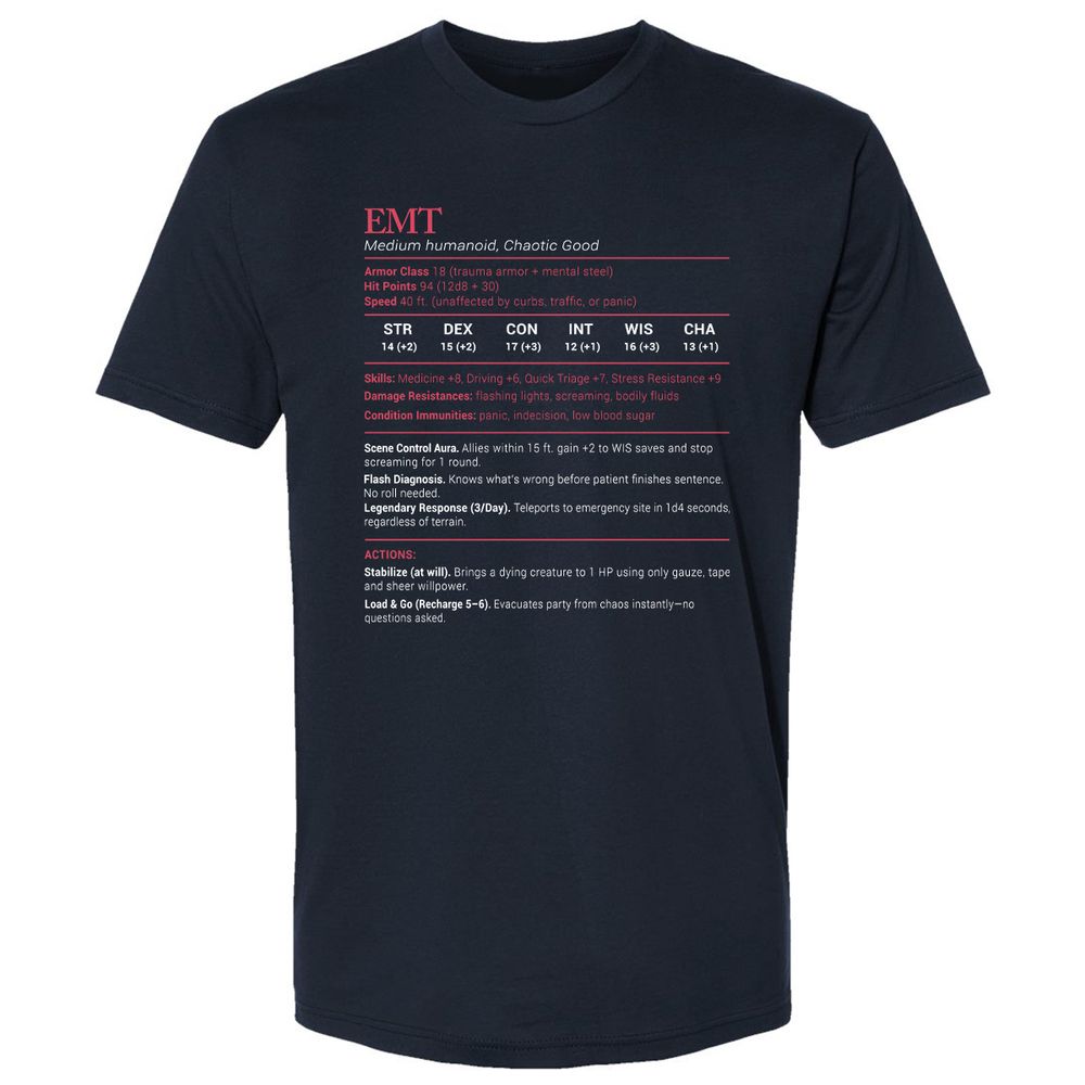 EMT Stats Premium Unisex T-Shirt - Midnight Navy - 2