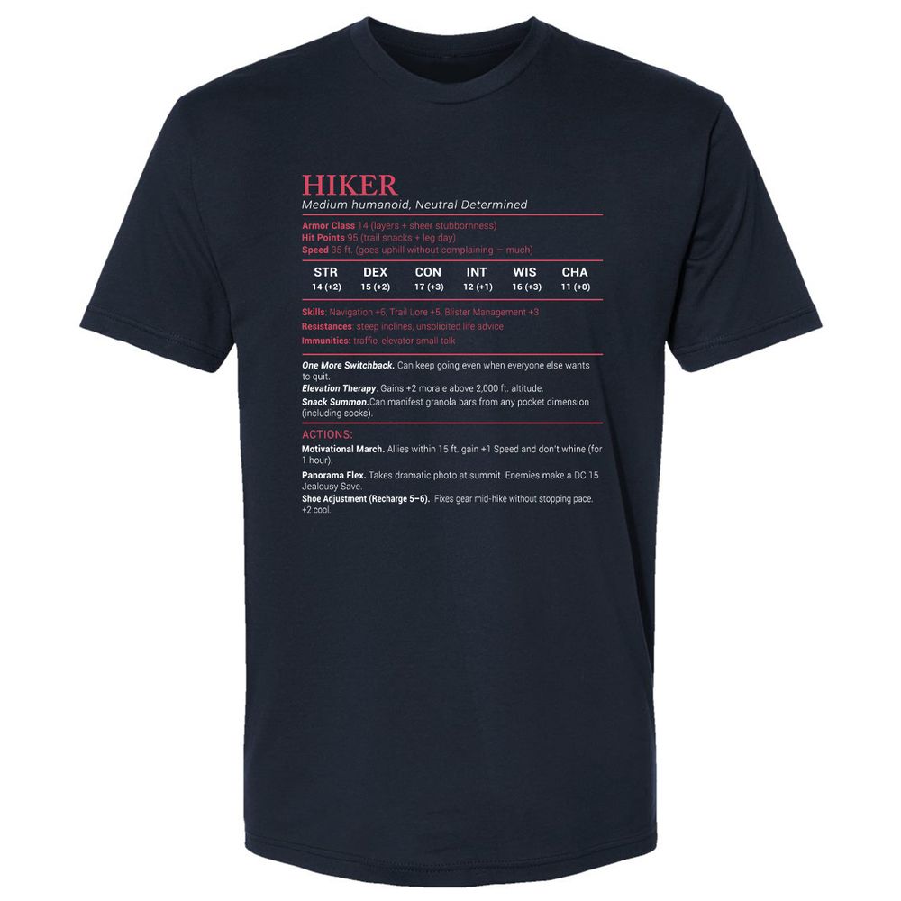 Hiker Stats Premium Unisex T-Shirt - Midnight Navy - 2
