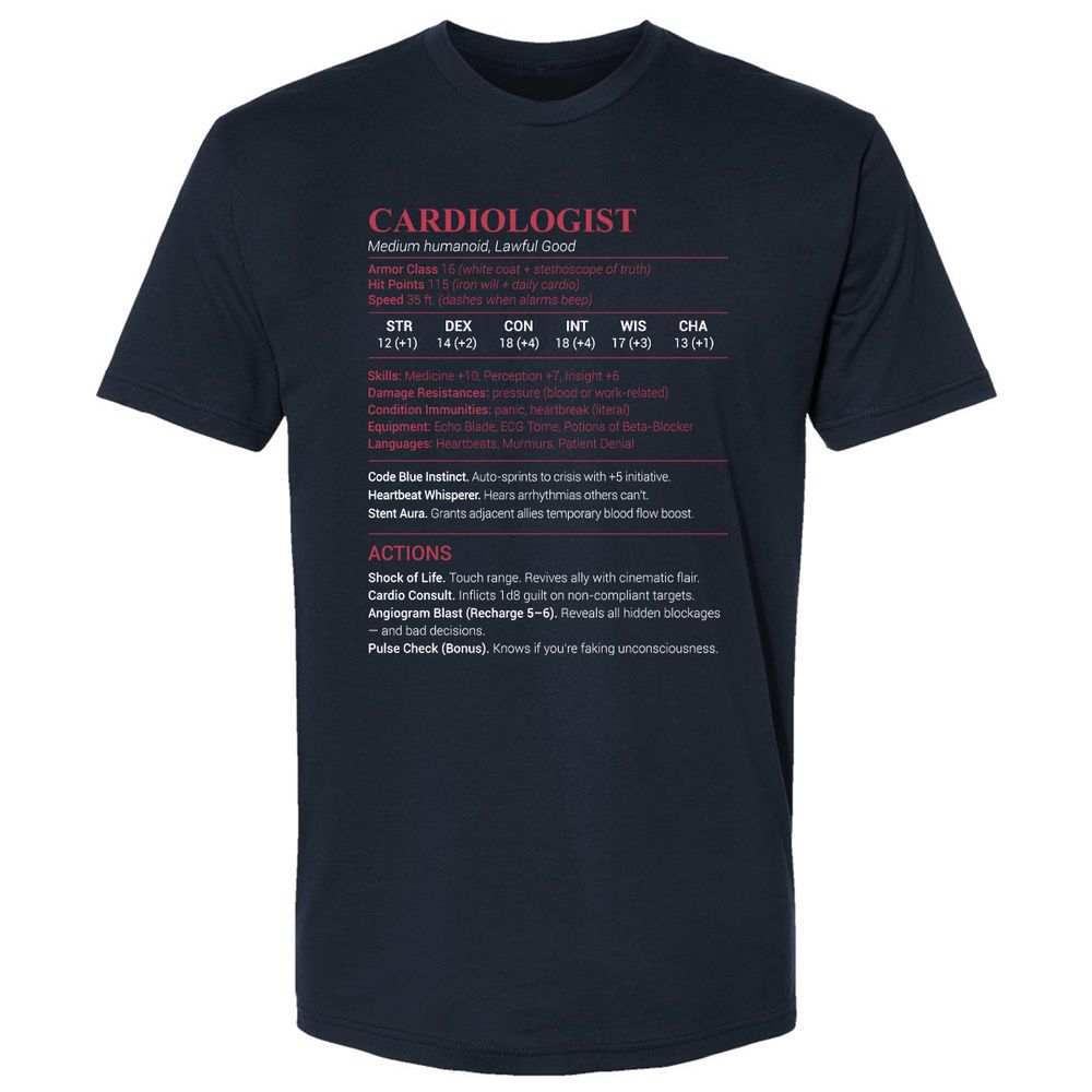 Cardiologist Stats Premium Unisex T-Shirt - Midnight Navy - 2