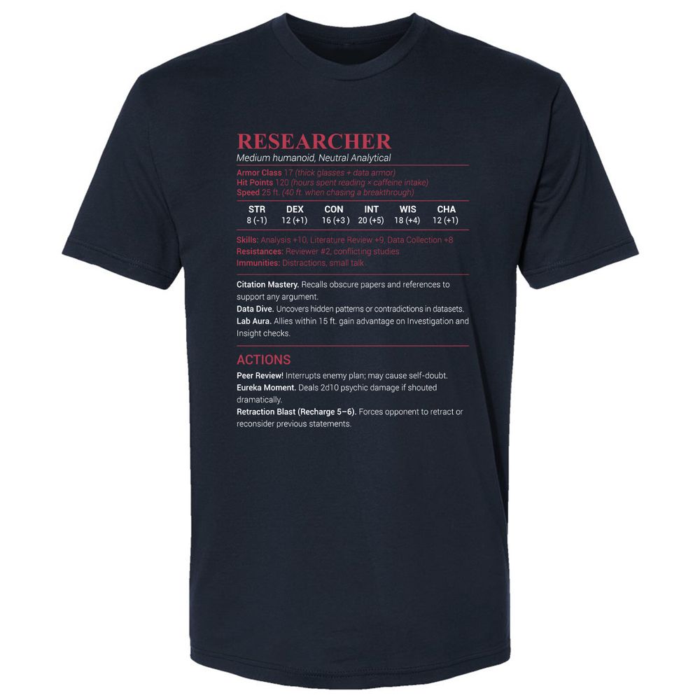 Researcher Stats Premium Unisex T-Shirt - Midnight Navy - 2