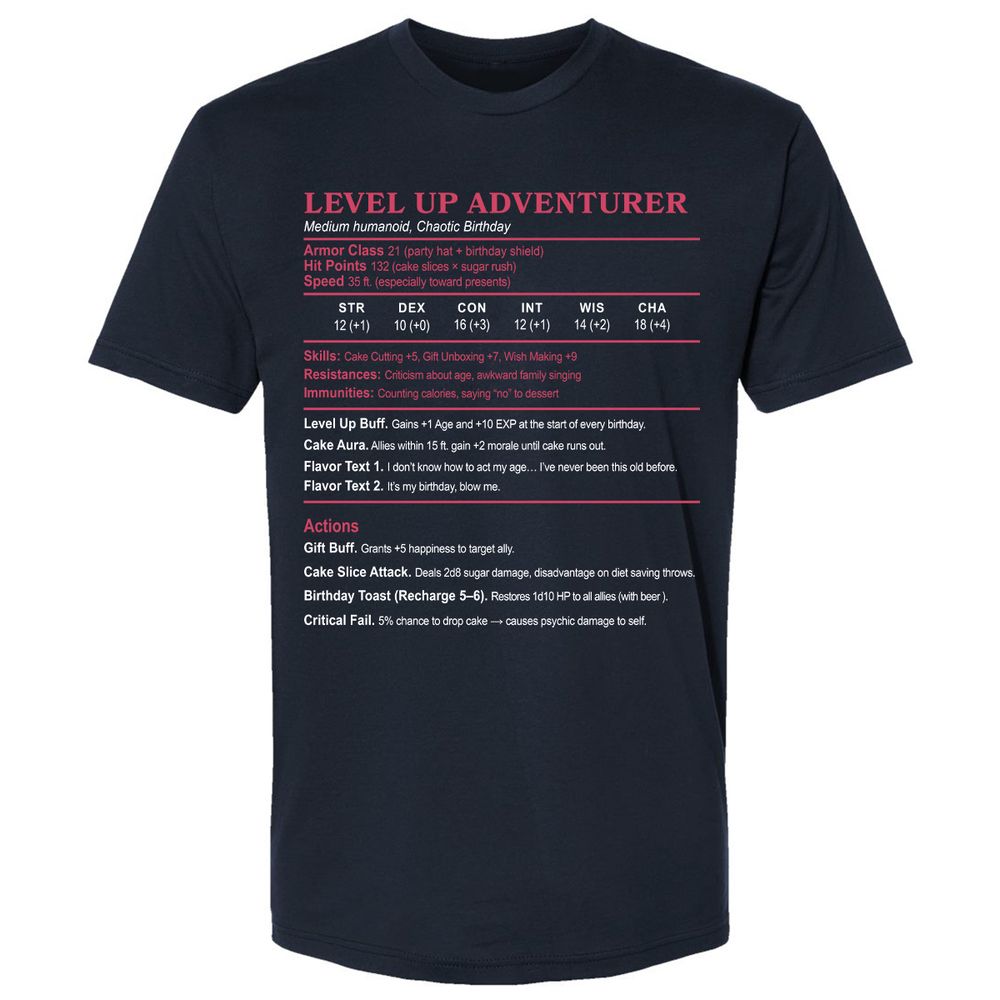 Level Up Adventurer Premium Unisex T-Shirt - Midnight Navy - 2