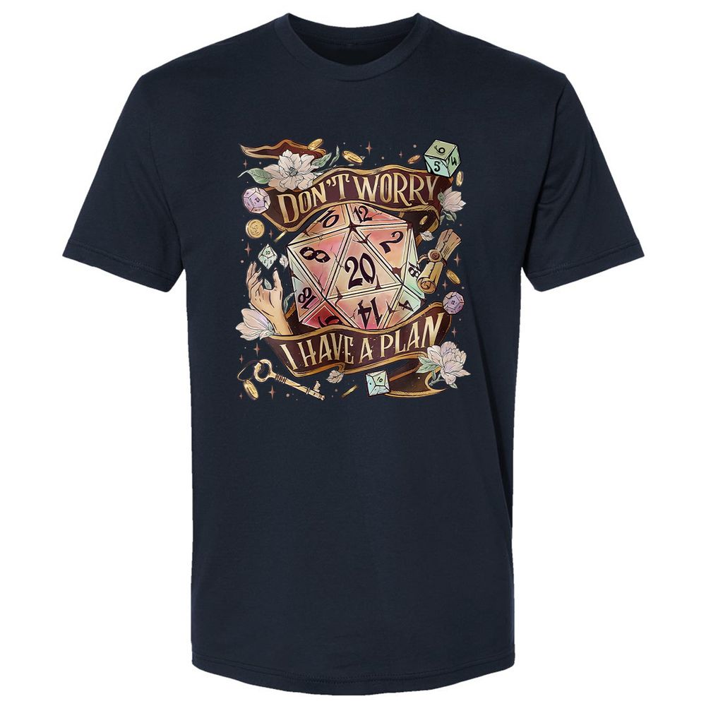 Floral Don't Worry I Have A Plan Premium Unisex T-Shirt - Midnight Navy - 2