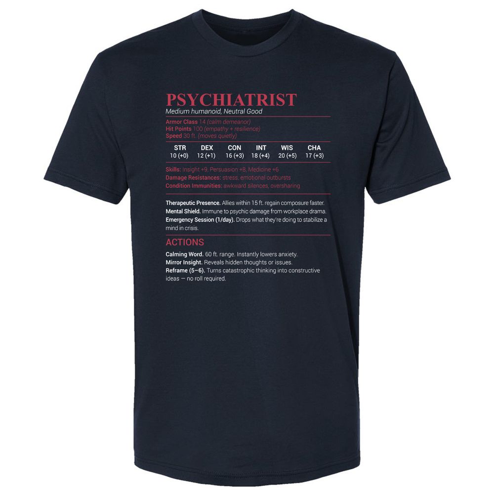 Psychiatrist Stats Premium Unisex T-Shirt - Midnight Navy - 2