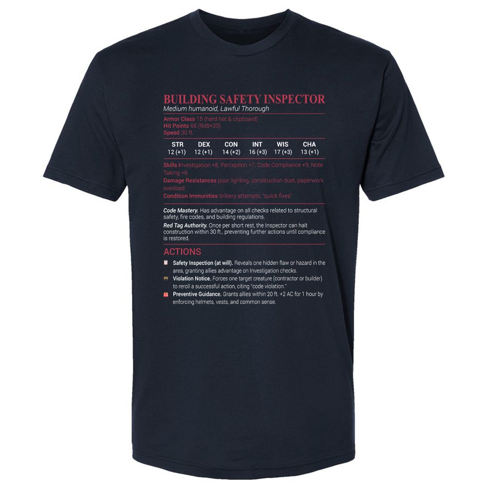 Building Safety Inspector Premium Unisex T-Shirt - Midnight Navy - 2