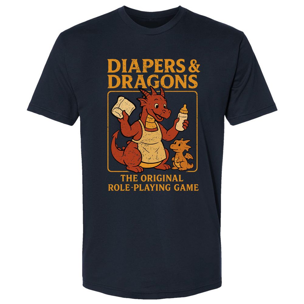 Diapers & Dragons Premium Unisex T-Shirt - Midnight Navy - 2