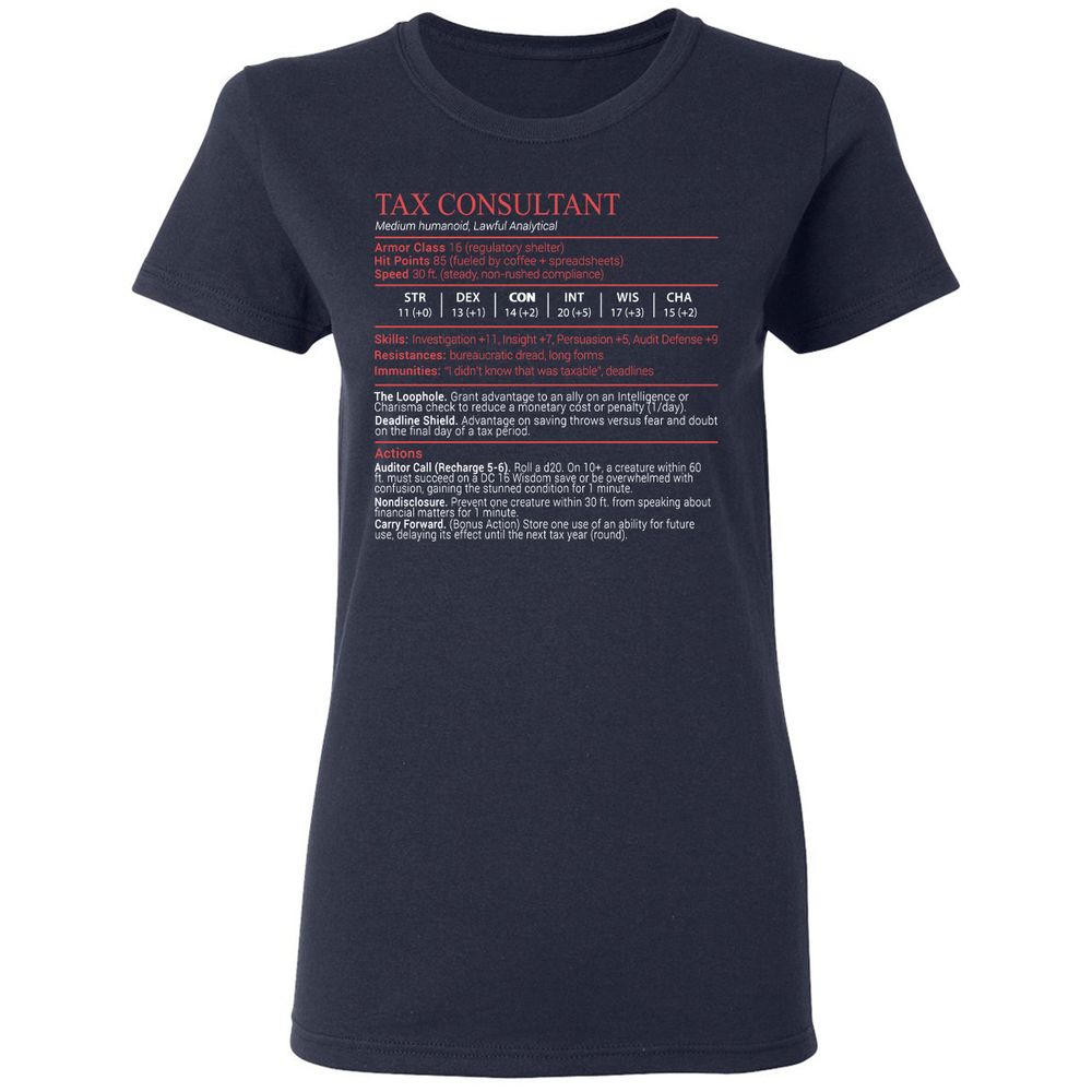 Tax Consultant Stats Block Women's T-Shirt - Navy - 2
