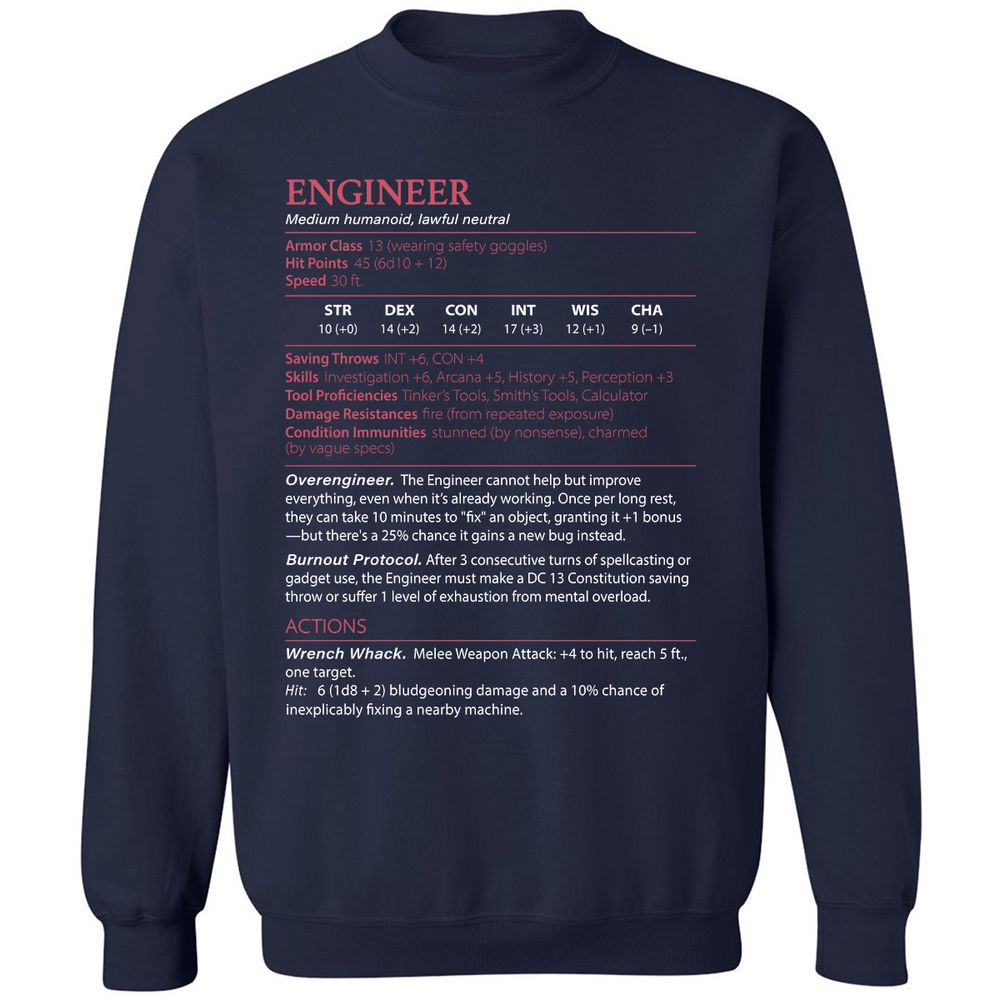 Engineer Stats Classic Unisex Sweatshirt - Navy - 2