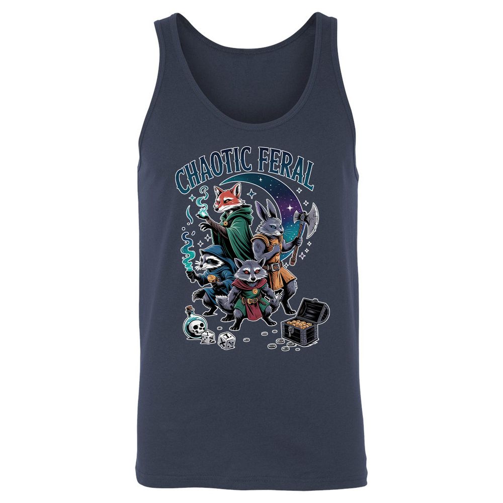 Chaotic Feral Unisex Jersey Tank - Navy - 2