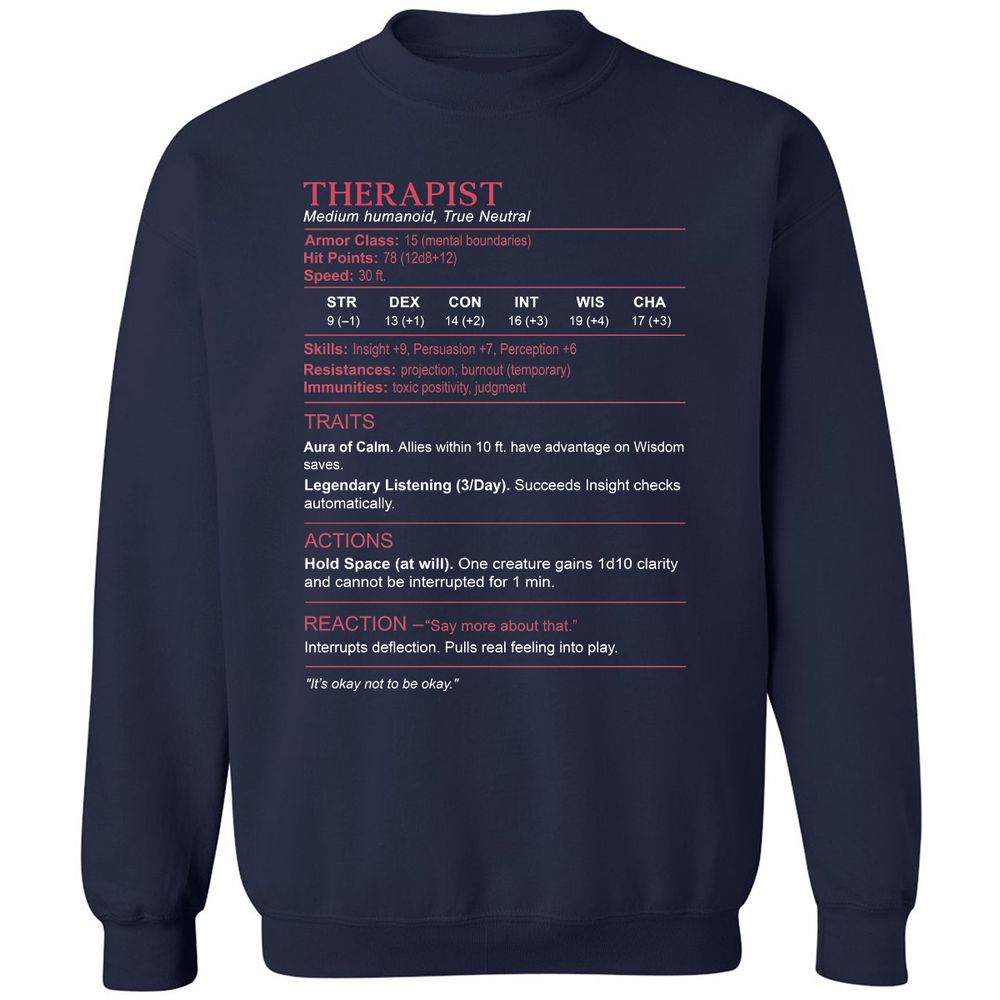 Therapist Stats Classic Unisex Sweatshirt - Navy - 2