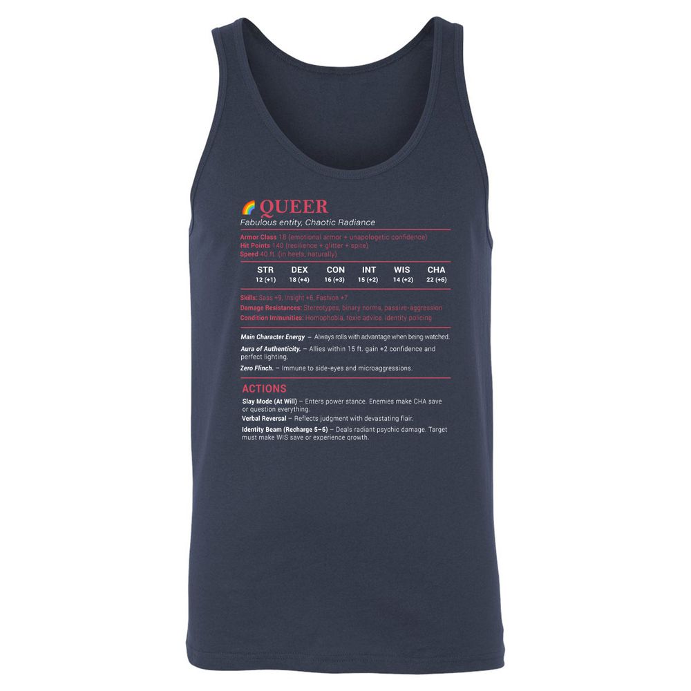 Queer Stats Unisex Jersey Tank - Navy - 2