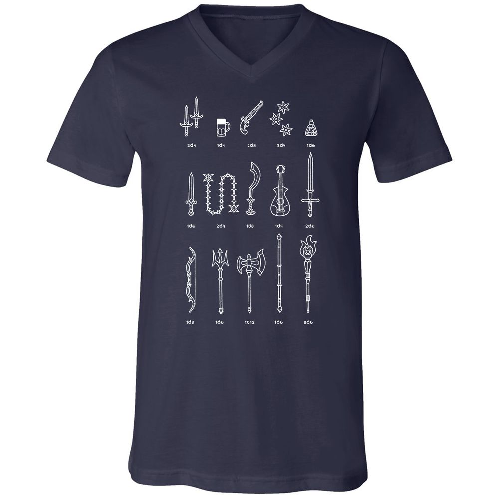Damage Dealer RPG Unisex V-Neck T-Shirt - Navy - 2