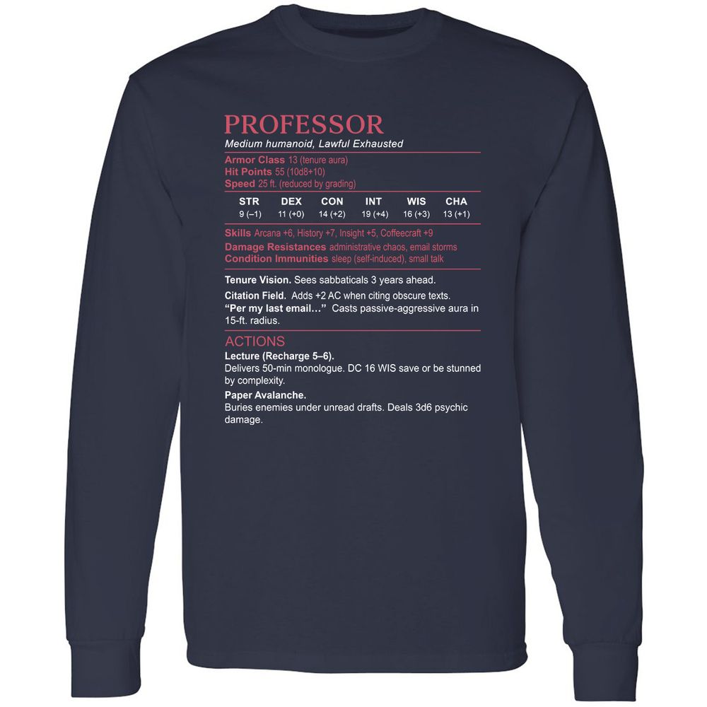 Professor Stats Long Sleeve T-Shirt - Navy - 2