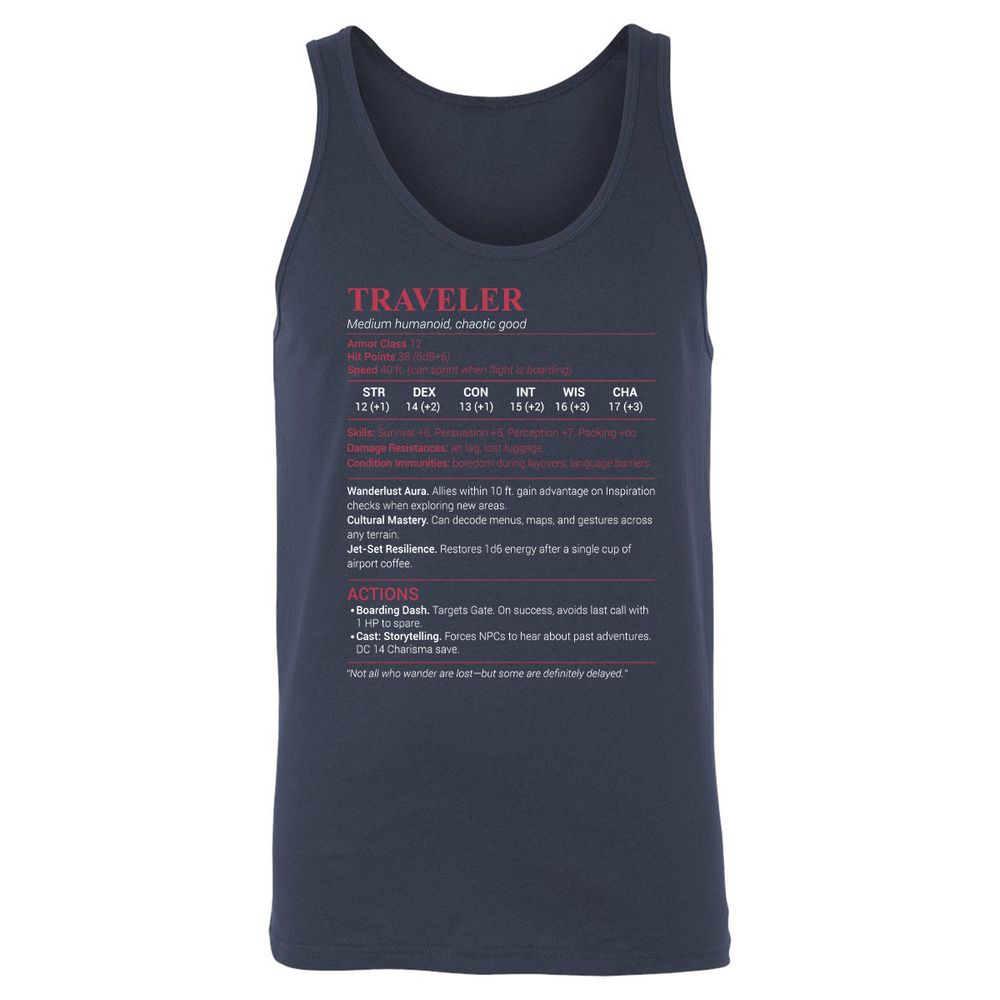 Traveler Unisex Jersey Tank - Navy - 2