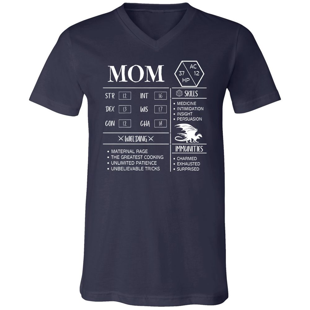 Mom Stats 2 Unisex V-Neck T-Shirt - Navy - 2