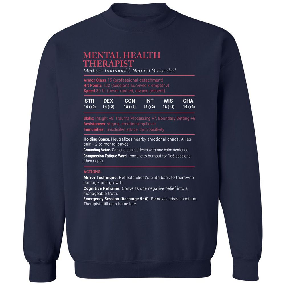 Mental Health Therapist Stats Classic Unisex Sweatshirt - Navy - 2