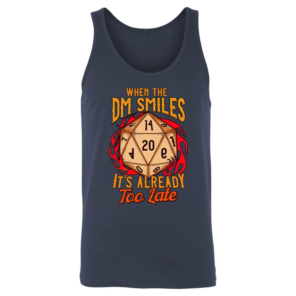 When the DM Smiles It's Already Too Late Unisex Jersey Tank - Navy - 2