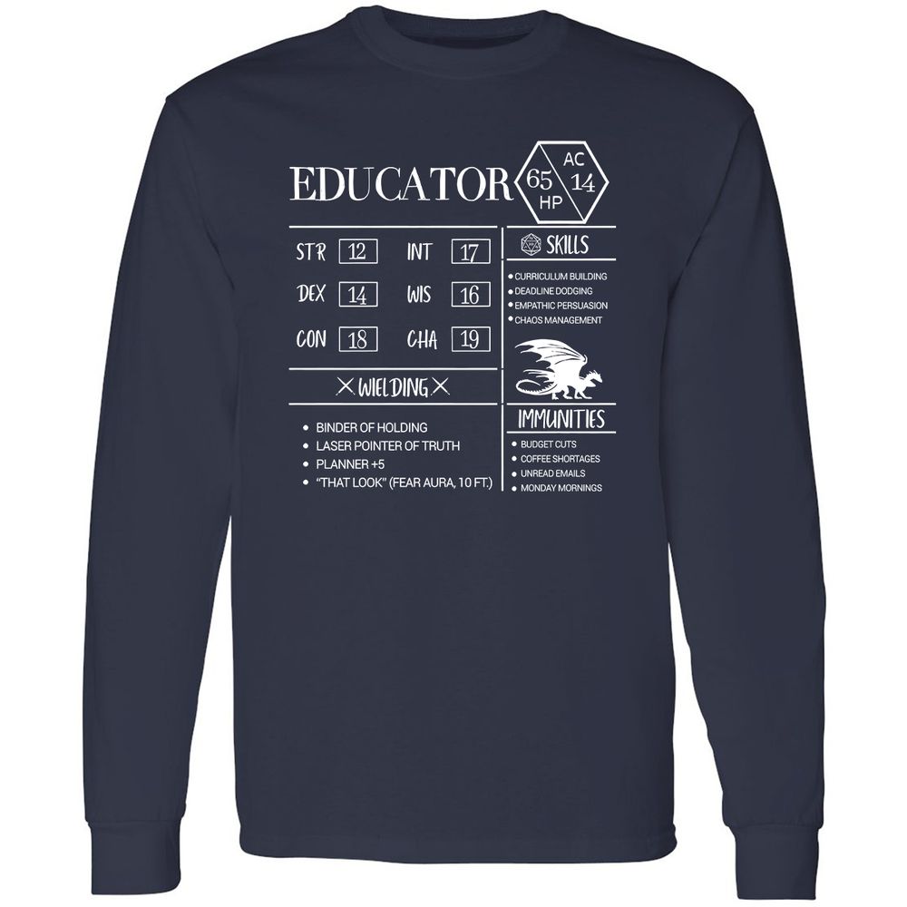 Educator New Long Sleeve T-Shirt - Navy - 2