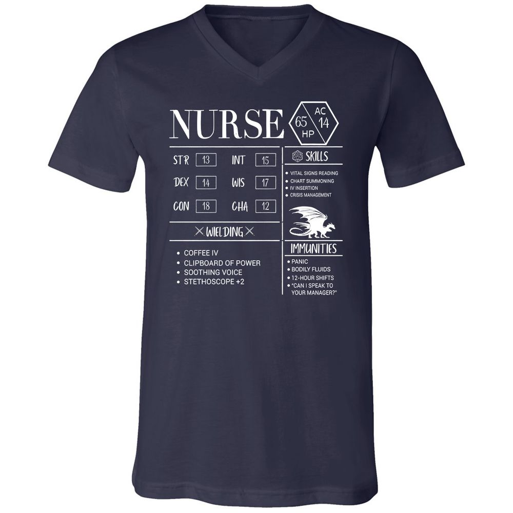 Nurse New Unisex V-Neck T-Shirt - Navy - 2
