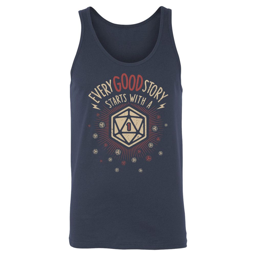 Good Story Starts With A 1 Unisex Jersey Tank - Navy - 2