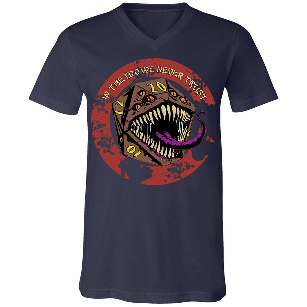 In The D20 We Never Trust Unisex V-Neck T-Shirt - Navy - 2