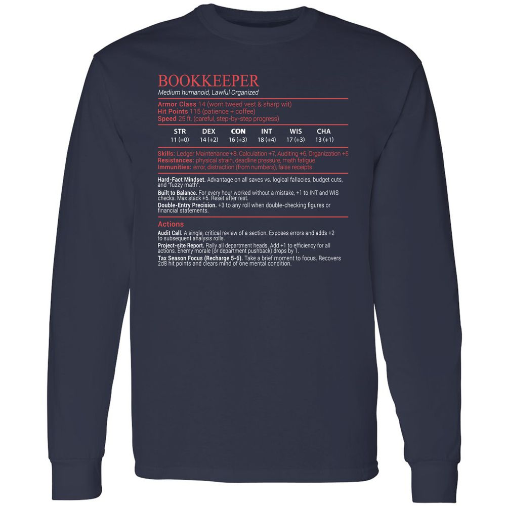 Bookkeepper Stats Block - Navy - 2