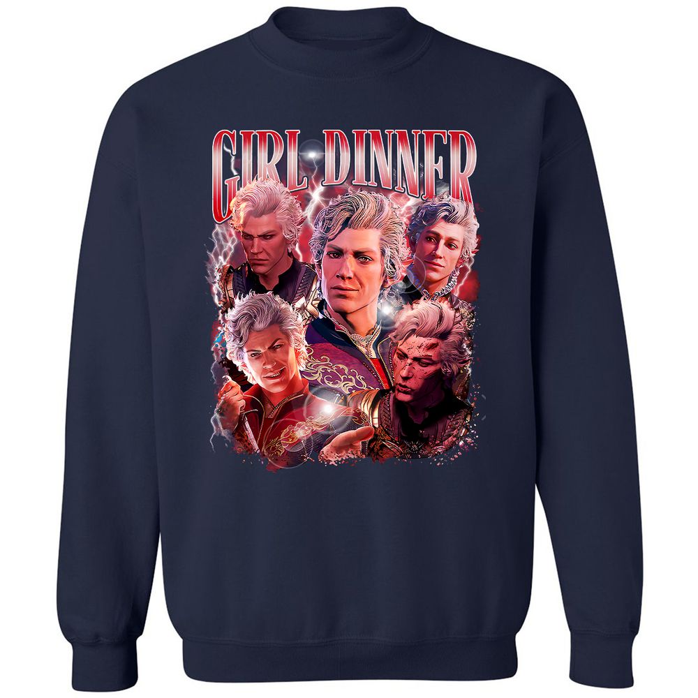 Astarion Girl Dinner Classic Unisex Sweatshirt - Navy - 2
