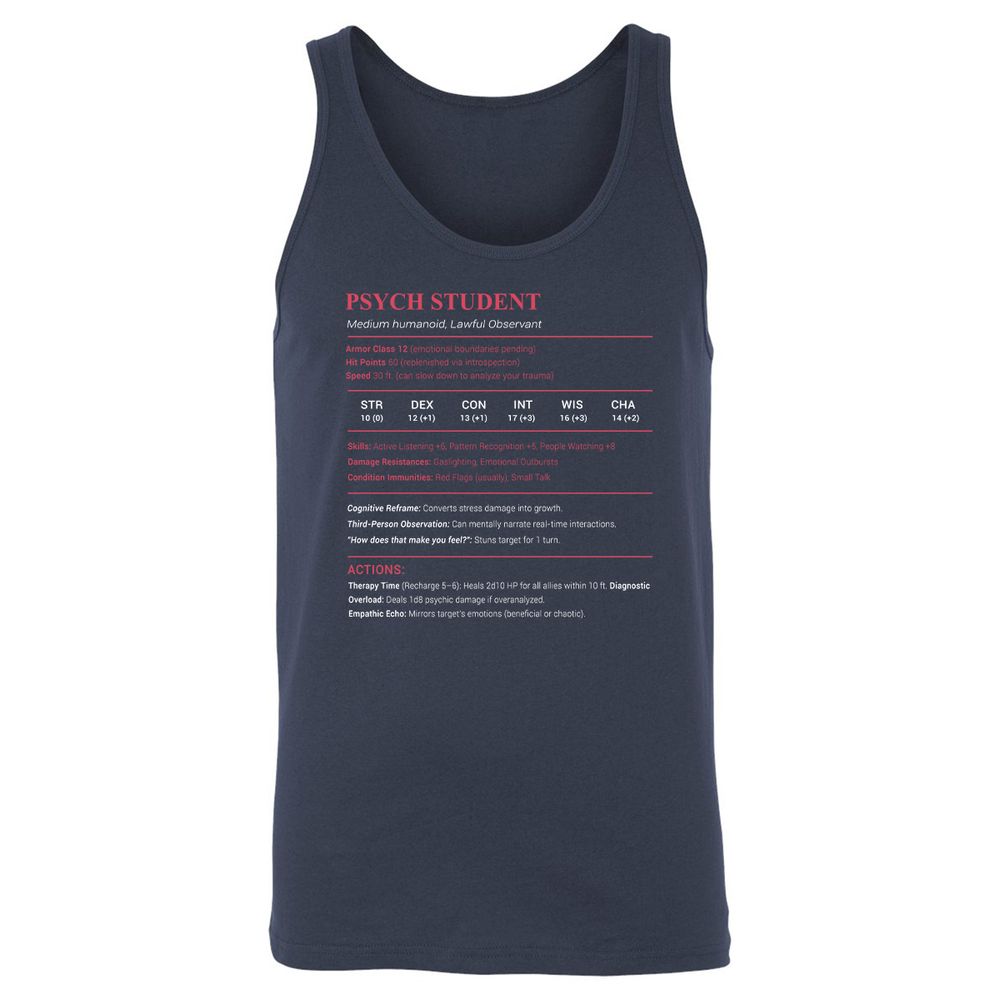 Psych Student Unisex Jersey Tank - Navy - 2