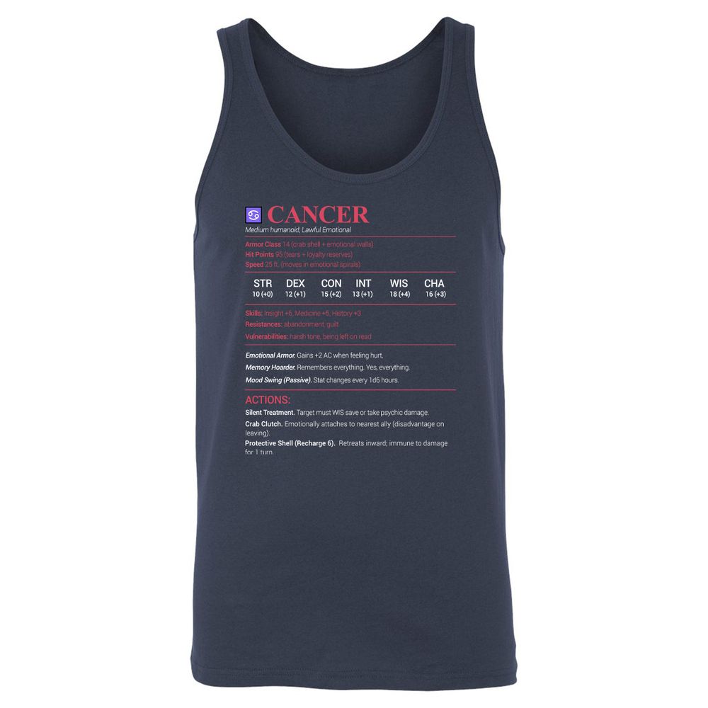 Cancer Stats Unisex Jersey Tank - Navy - 2