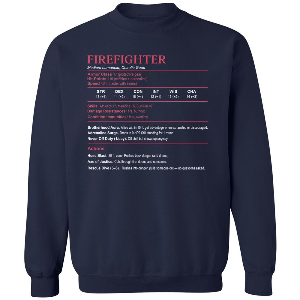 Firefighter Stats Classic Unisex Sweatshirt - Navy - 2