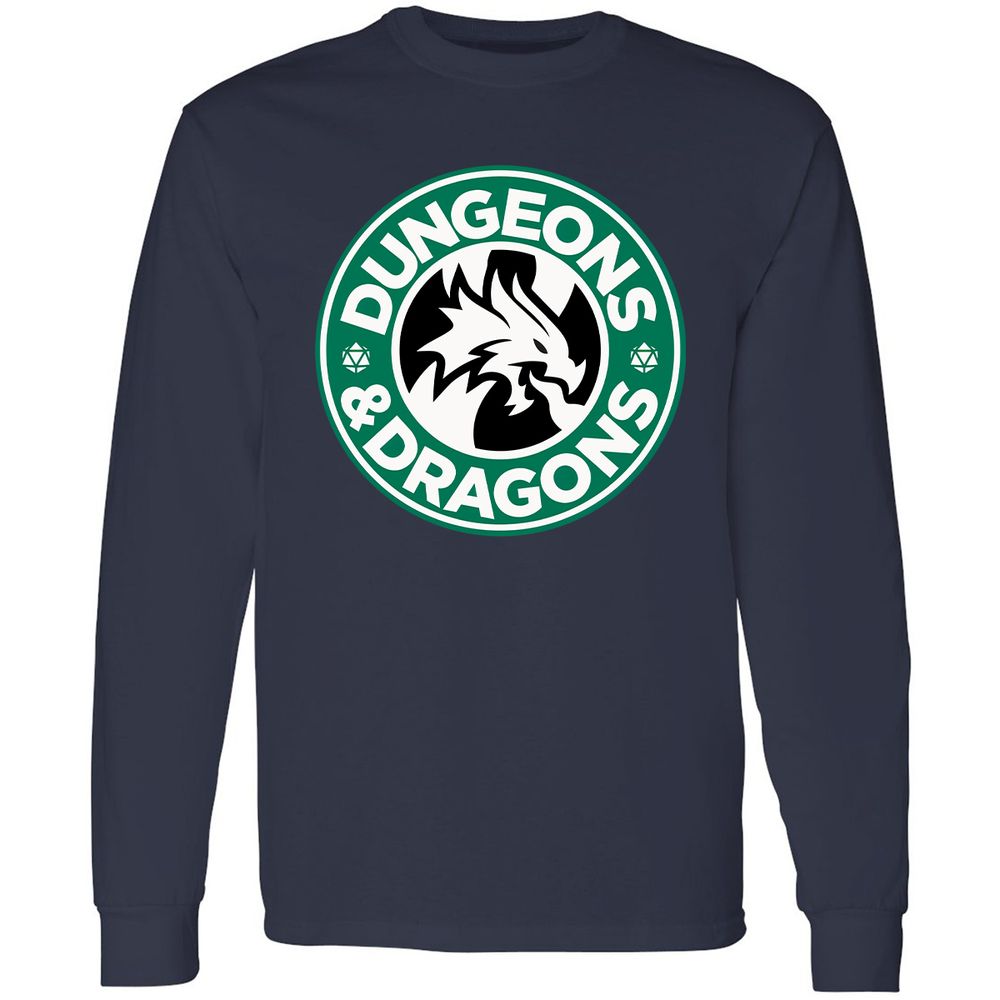 D&D Coffee Long Sleeve T-Shirt - Navy - 2