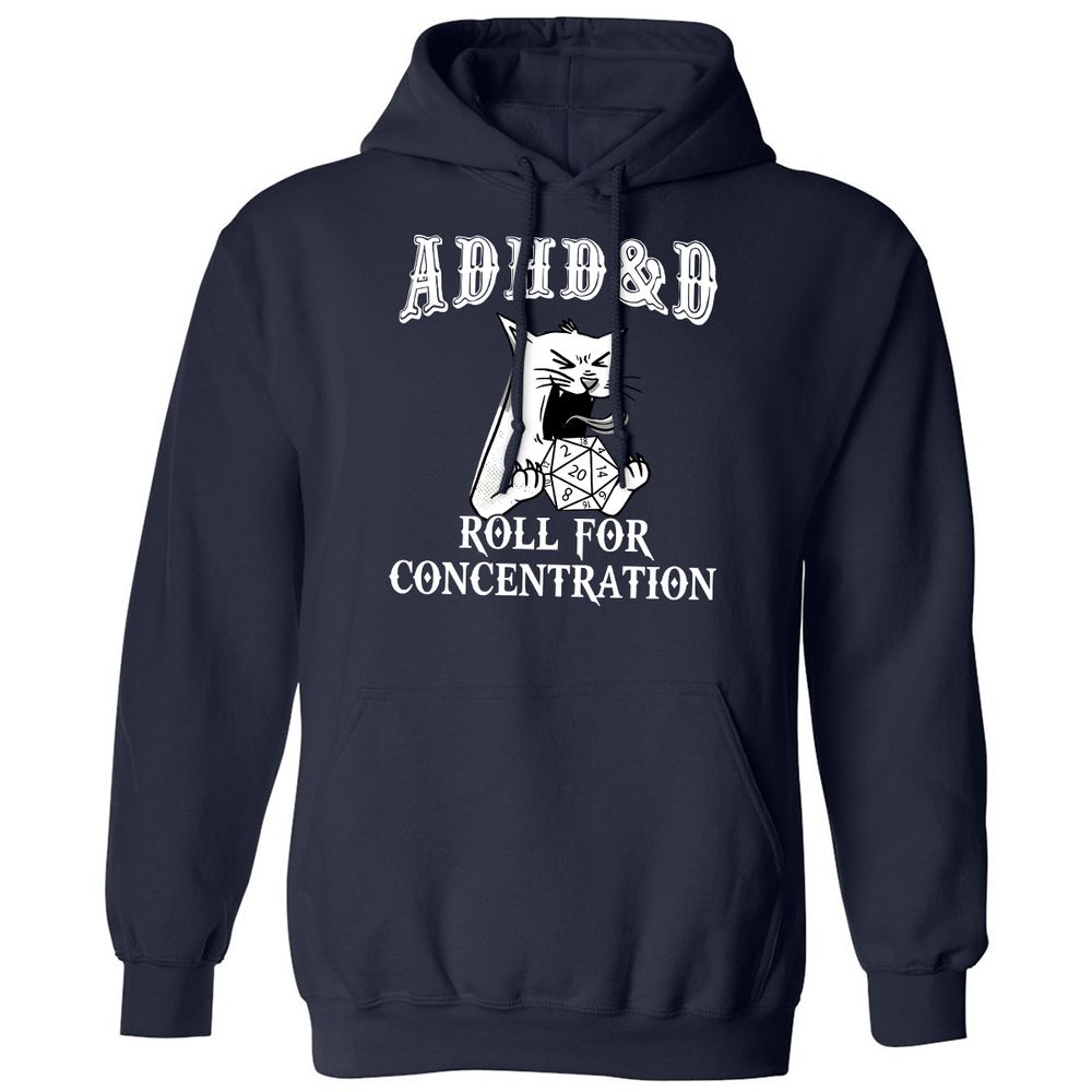 Cat ADHD&D Roll For Concentration Classic Unisex Hoodie - Navy - 2