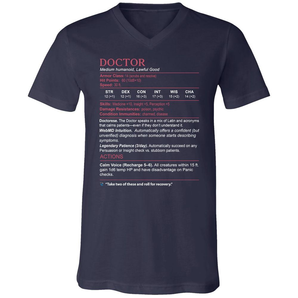 Doctor Stats Unisex V-Neck T-Shirt - Navy - 2