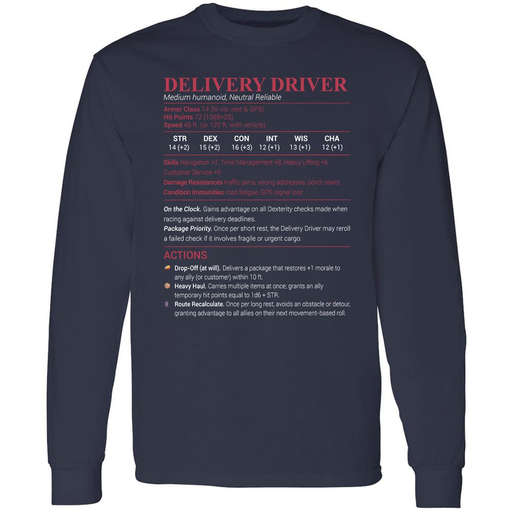 Delivery Driver Long Sleeve T-Shirt - Navy - 2
