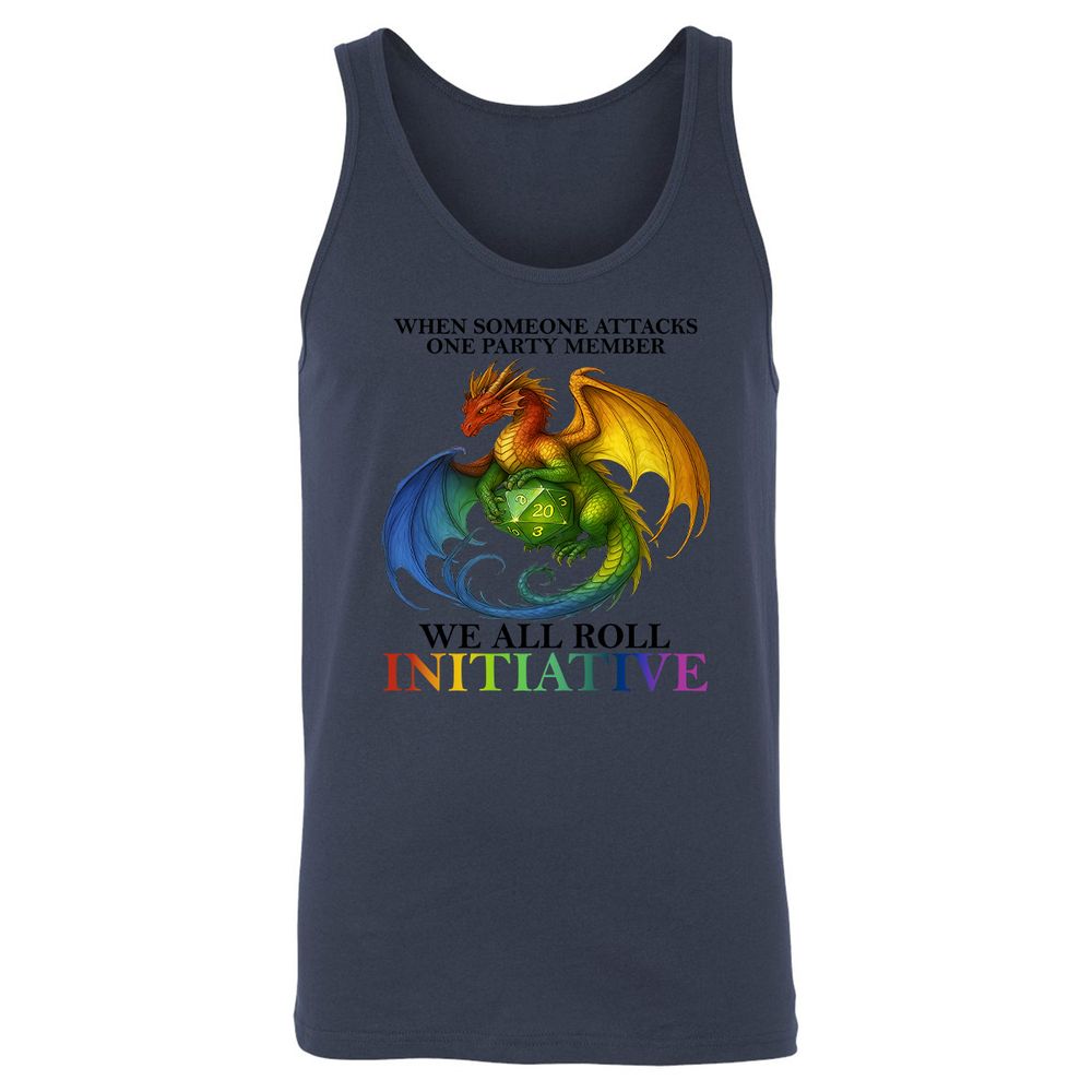 Dragon We All Roll For Initiative Unisex Jersey Tank - Navy - 2