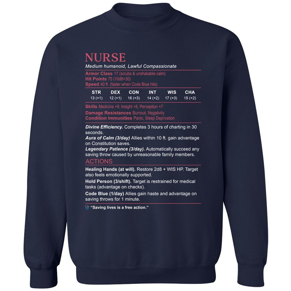 Nurse Stats 3 Classic Unisex Sweatshirt - Navy - 2
