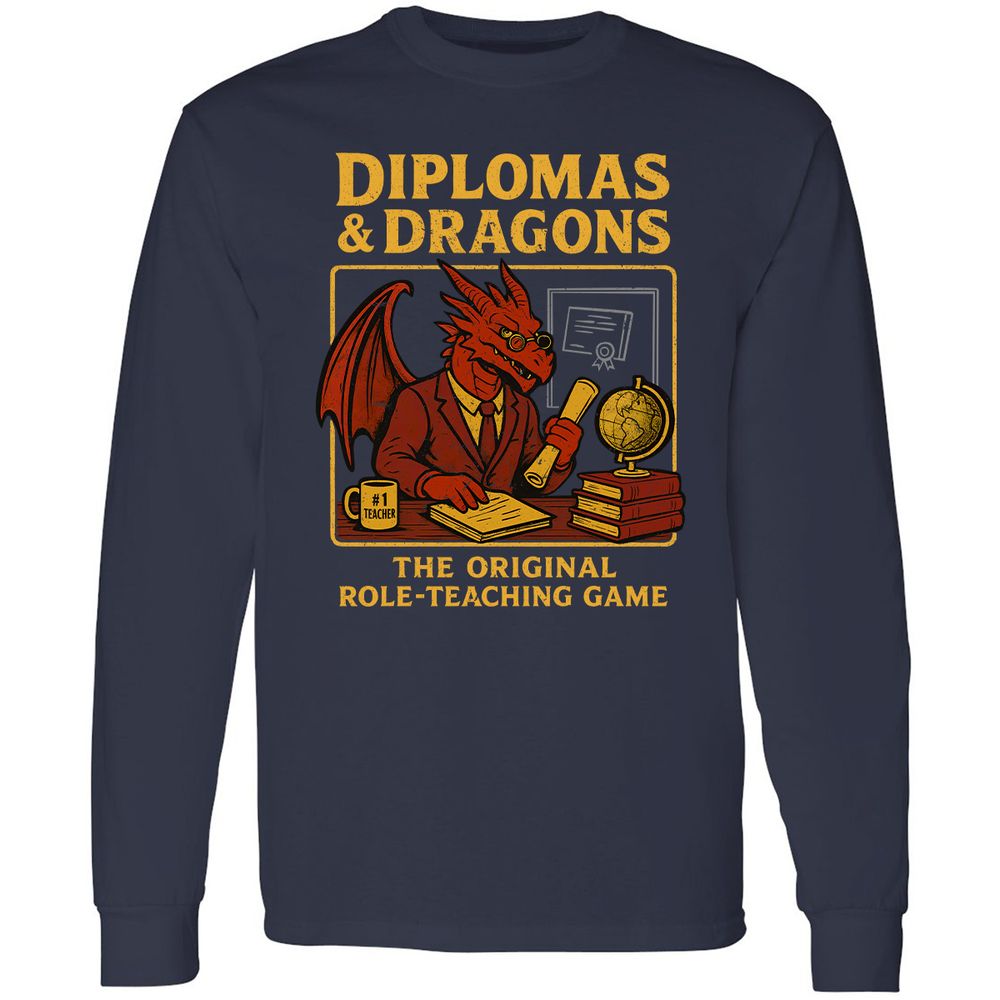 Diplomas & Dragons Long Sleeve T-Shirt - Navy - 2