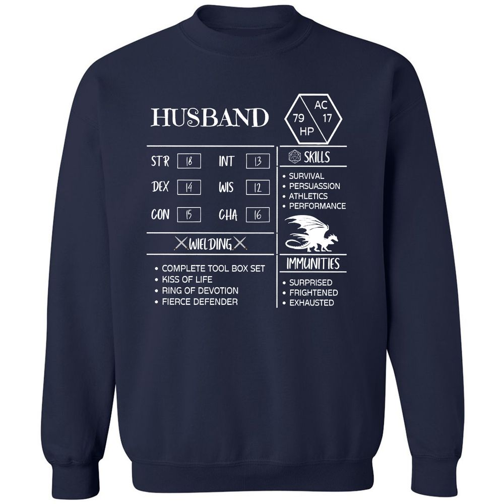 Husband Stats 2 Classic Unisex Sweatshirt - Navy - 2