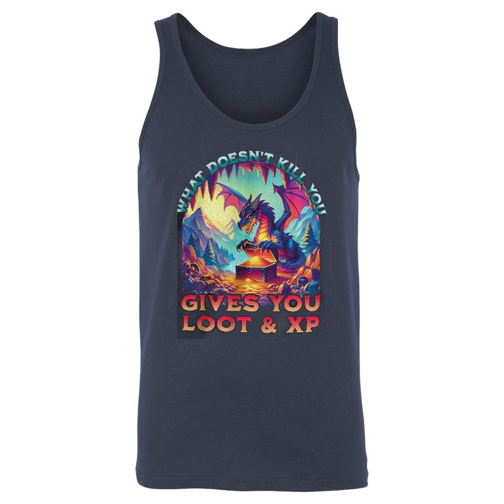 What Doesn't Kill You Give You Loot & XP Unisex Jersey Tank - Navy - 2