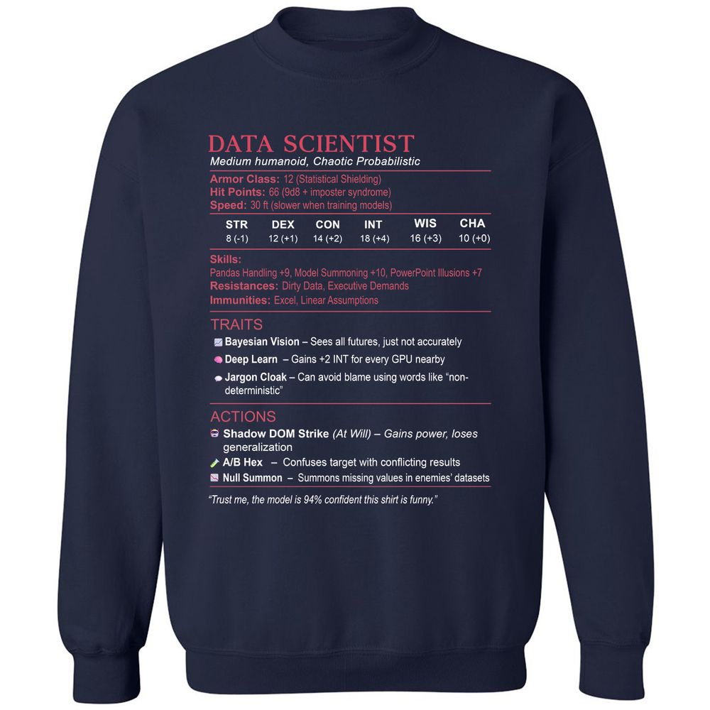 Data Scientist Stats Classic Unisex Sweatshirt - Navy - 2