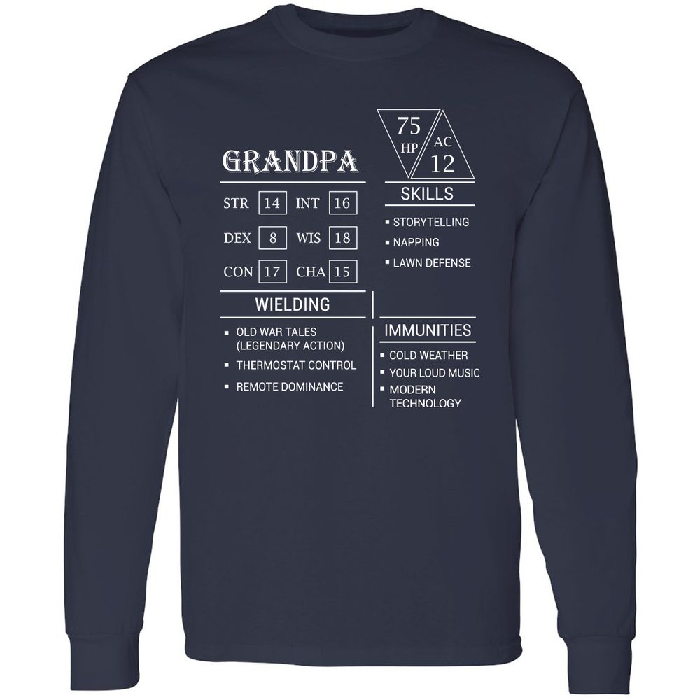 Grandpa Stats Long Sleeve T-Shirt - Navy - 2