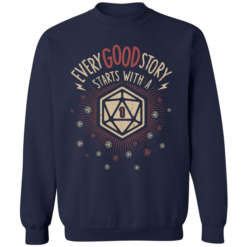 Good Story Starts With A 1 Classic Unisex Sweatshirt - Navy - 2