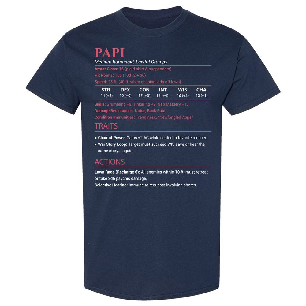 Papi Stats Classic Unisex T-Shirt - Navy - 2