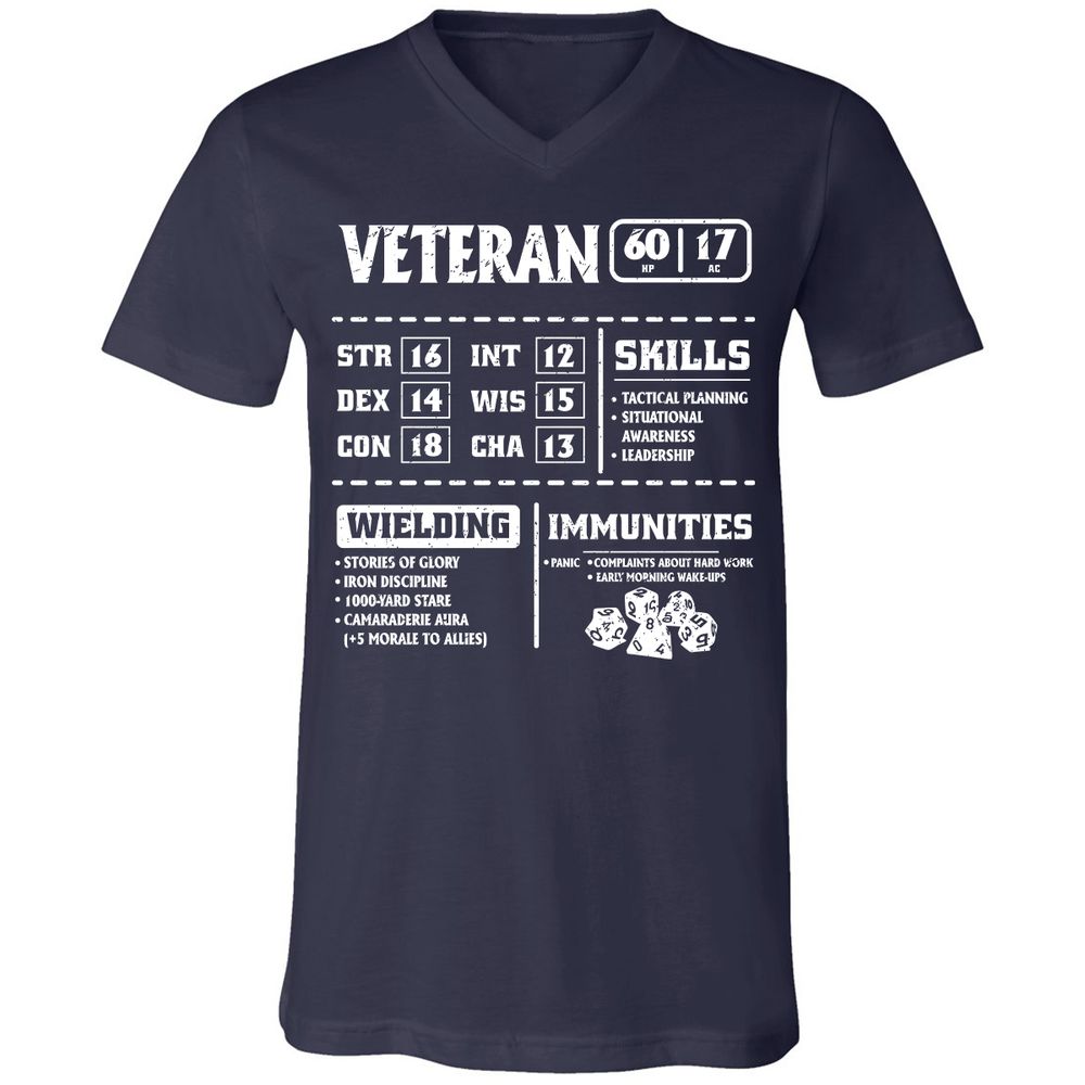 Veteran New Ver. Unisex V-Neck T-Shirt - Navy - 2