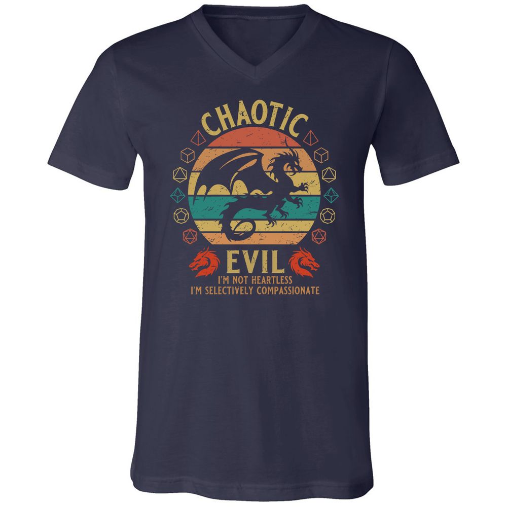 Chaotic Evil Unisex V-Neck T-Shirt - Navy - 2