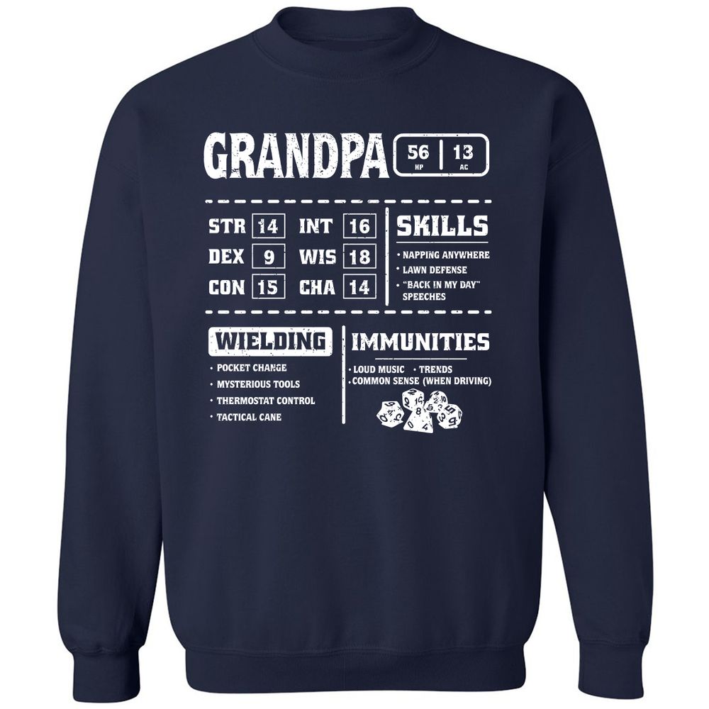 Grandpa Stats 2 Classic Unisex Sweatshirt - Navy - 2