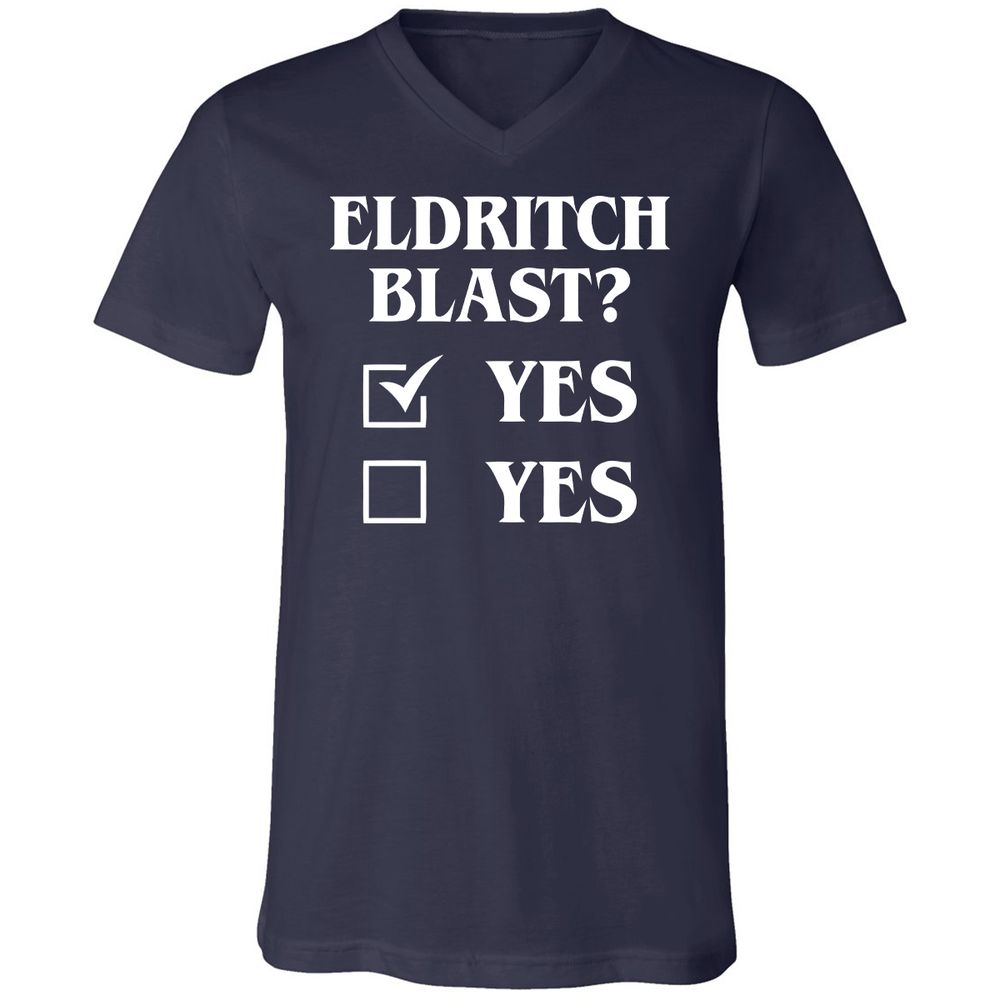 Eldritch Blast Yes Unisex V-Neck T-Shirt - Navy - 2