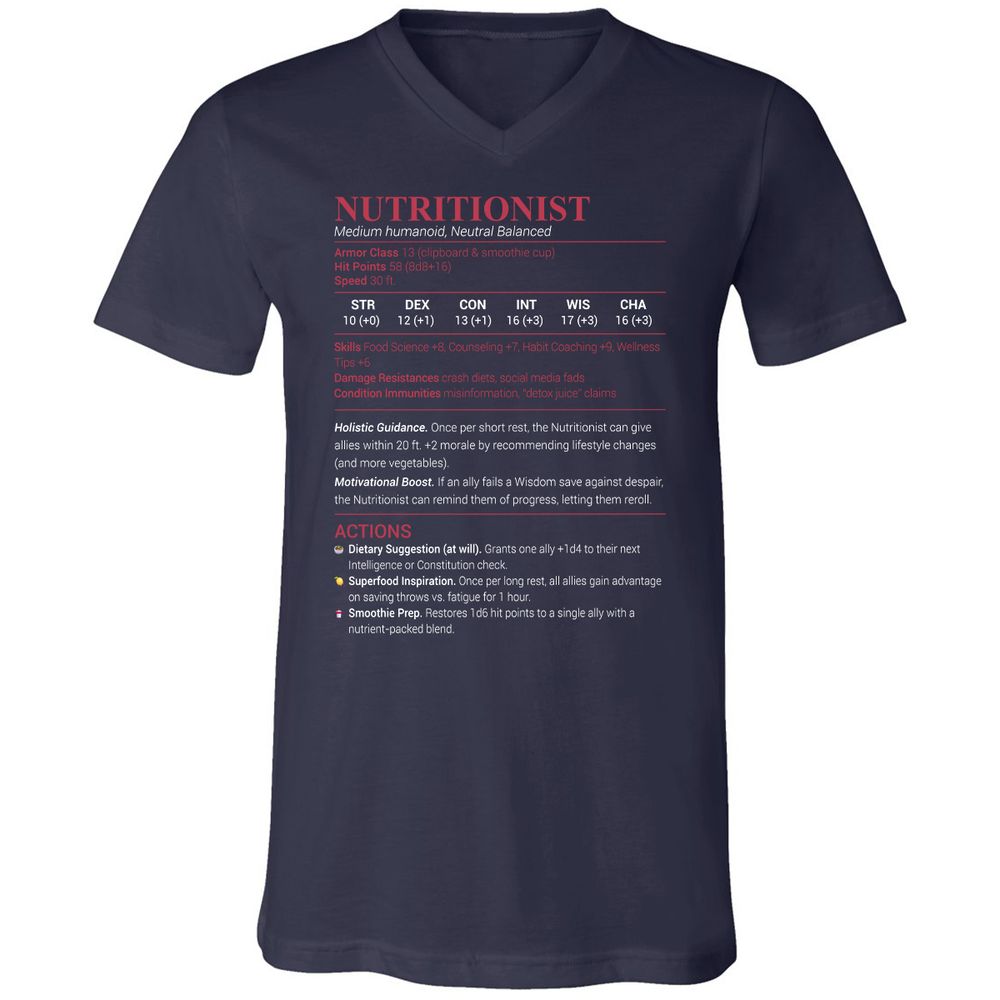 Nutritionist Unisex V-Neck T-Shirt - Navy - 2