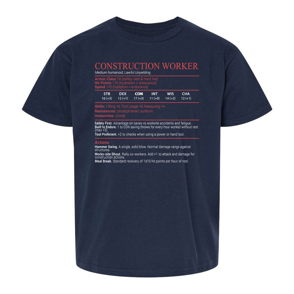 Construction Worker Stats Block - Navy - 2