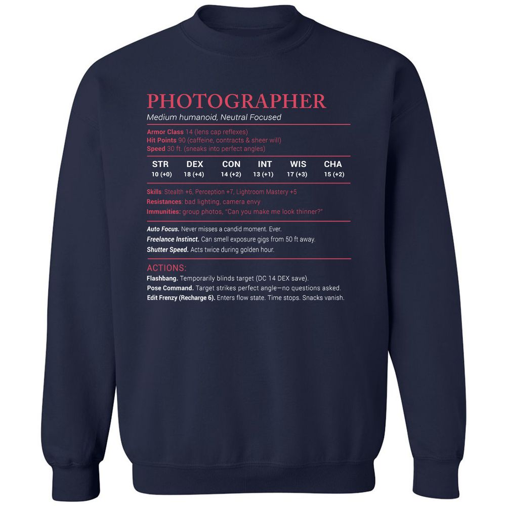 Photographer Stats Classic Unisex Sweatshirt - Navy - 2