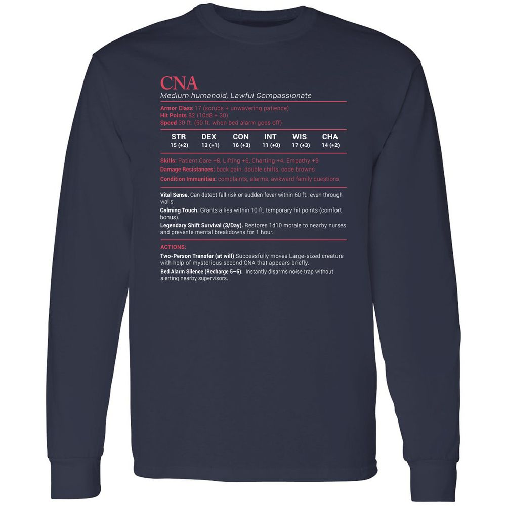 CNA Stats Long Sleeve T-Shirt - Navy - 2